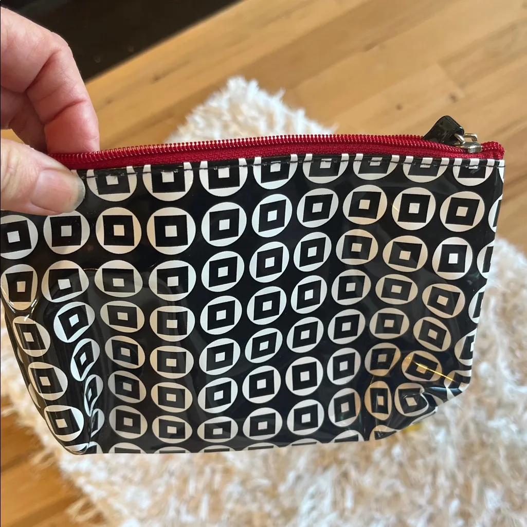 Black White Zip Vinyl Wallet Cosmetic Bag - Image 7