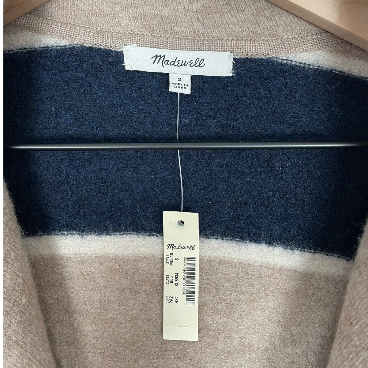 Madewell Merino Wool Striped Ballard Sweater Coat NWT Unassuming Normcore Small - Image 6