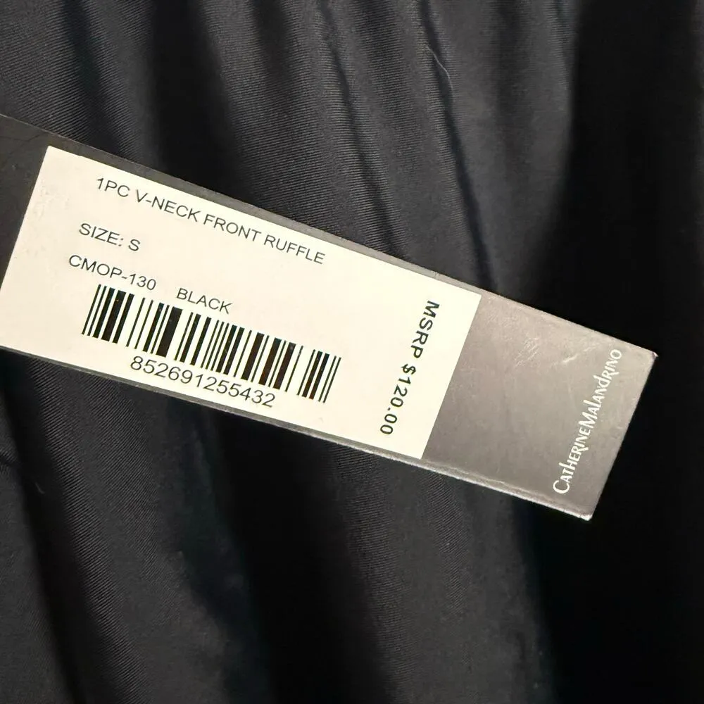 Catherine Malandrino Black One Piece V-Neck Ruffle Front Swimsuit Size Small - Image 13