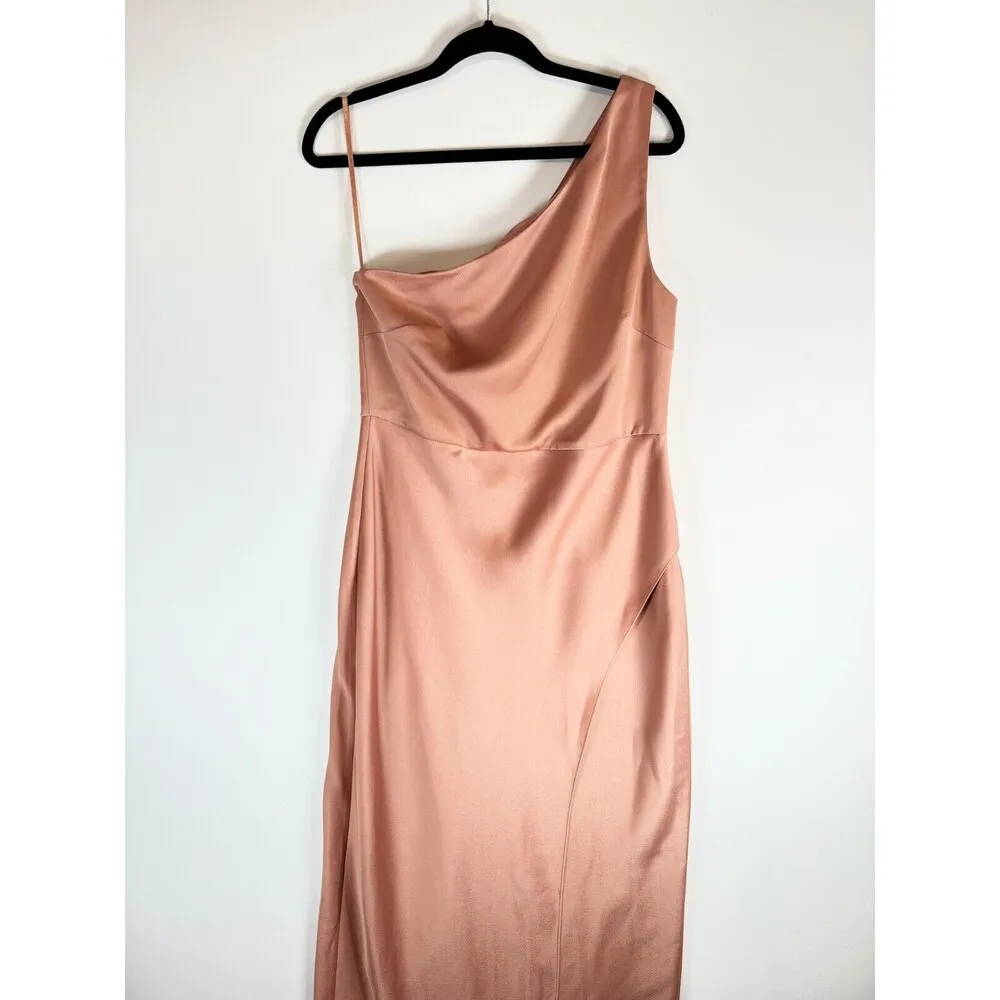 Anthropologie BHLDN Womens Dress Brown One Shoulder Maxi Evening Bridesmaid 12 - Image 4