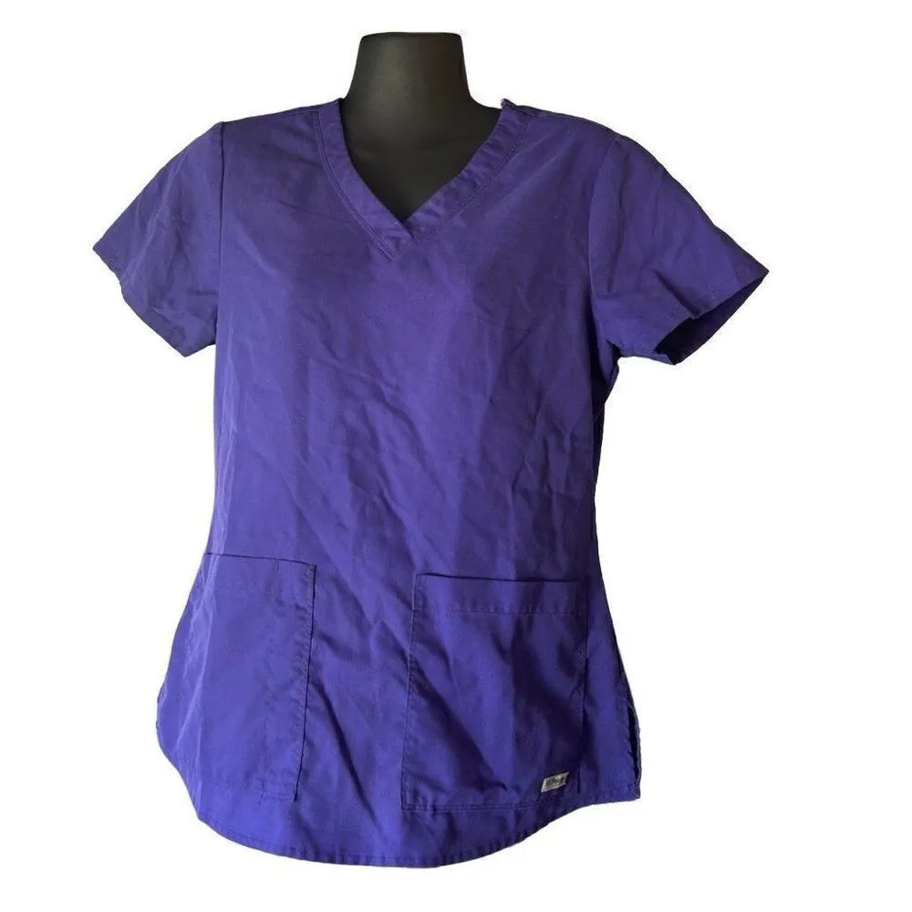 Grey’s Anatomy by Barco purple scrubs top tee short sleeve sz small women’s - Image 8