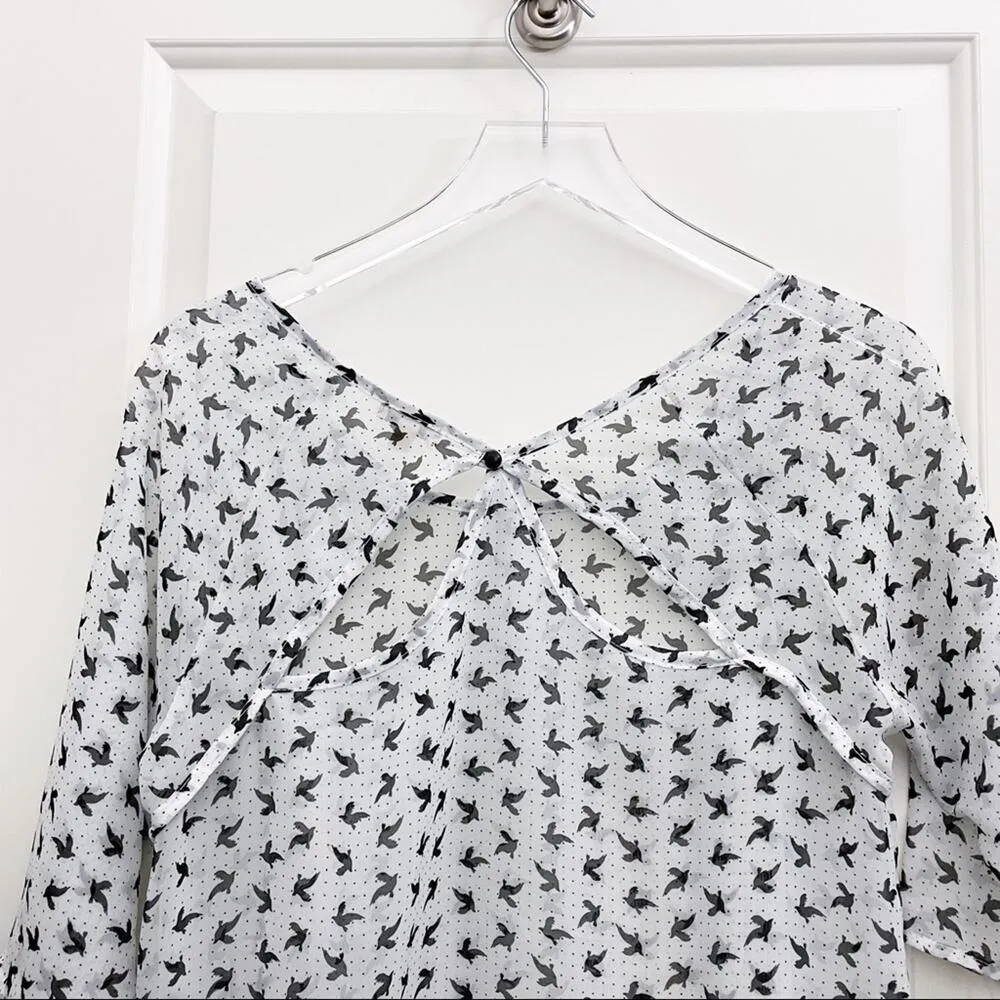 Lily White  Bird Print Sheer Top - Image 5