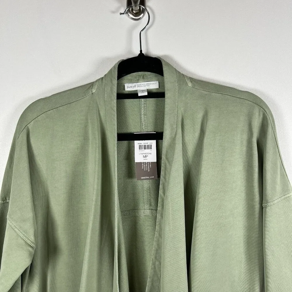 J. Jill Pure Jill Limestone Green Organic Cotton Cardigan Pockets NWT SZ‎ PM Size undefined - Image 3