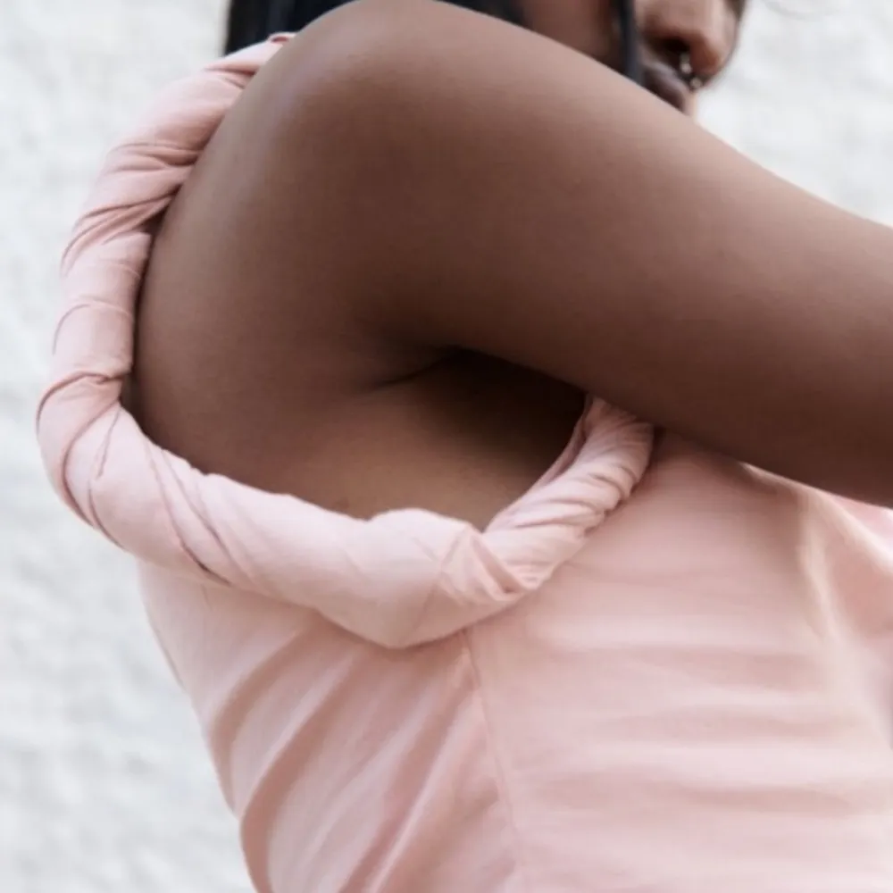 ZARA TWISTED ASYMMETRIC Linen Blend Pink Top Bloggers Fave Sz Medium - Image 5