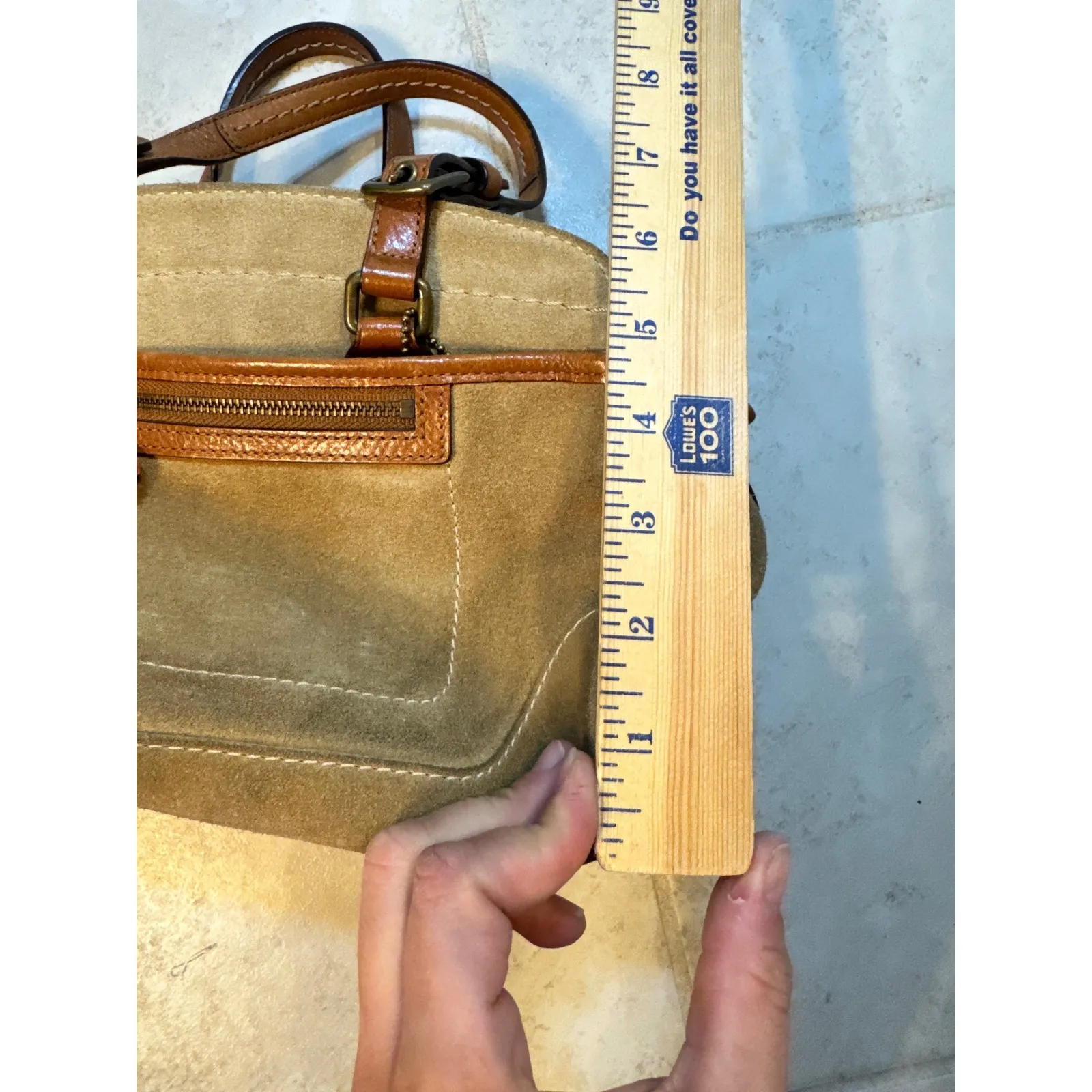 Coach Legacy Suede Satchel #7474 Tan Leather Trim Brass Hardware Vintage - Image 10