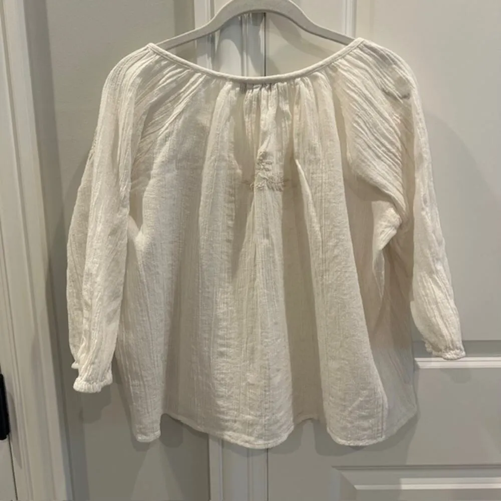 House Of Harlow 1960 Ivory Embroidered Floral Blouse Size: L Size L - Image 4