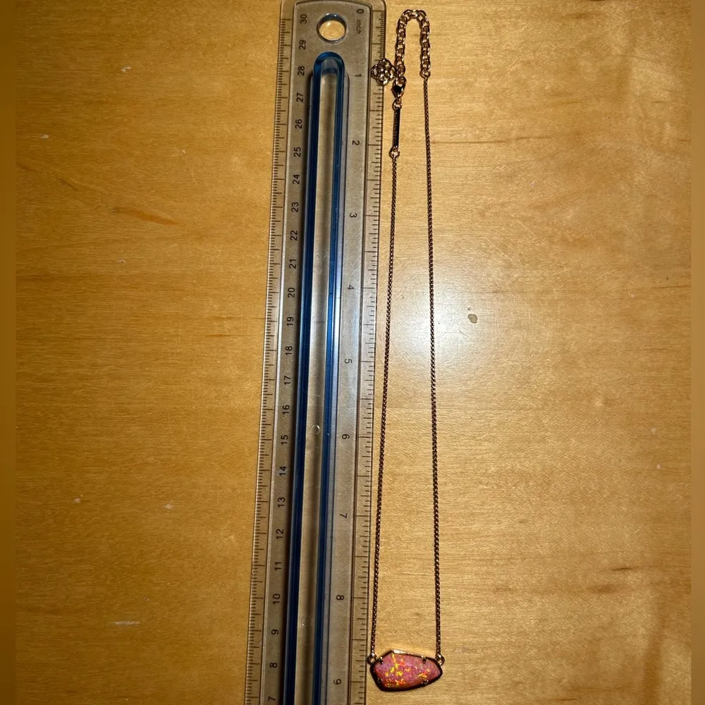 Cami Necklace in Rose Gold & Coral Kyocera Opal - Image 16