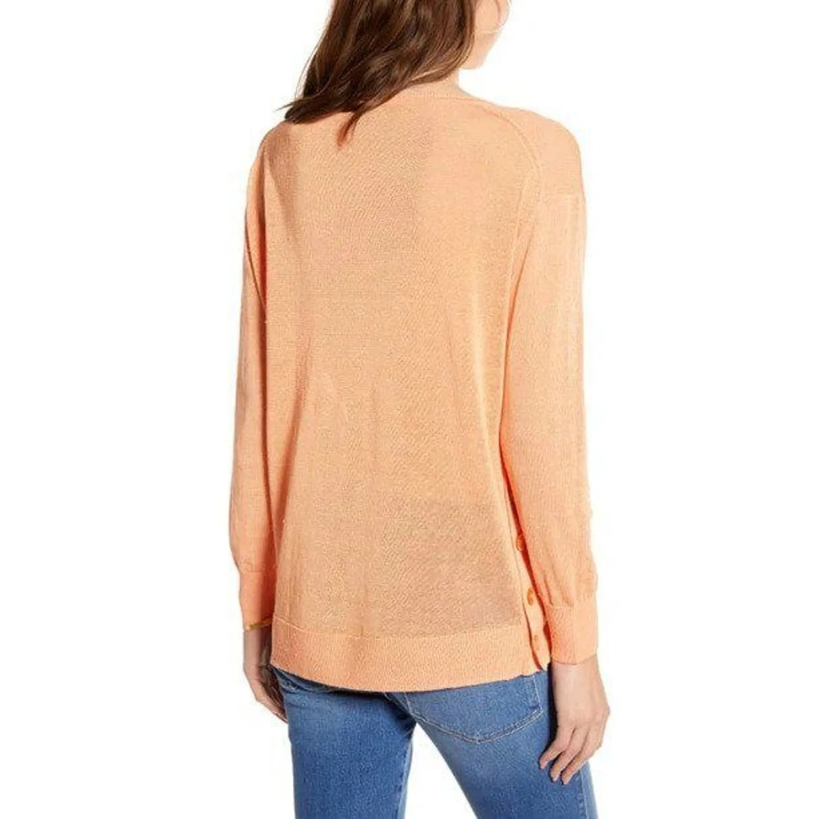 J. Crew Women's M Sweater Side Button Linen Blend V - Image 2