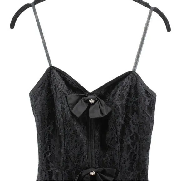 Vintage Nuance 70's Black Lace Tiered Gothic Fairy Ethereal Prom Dress Size 5(S) - Image 3