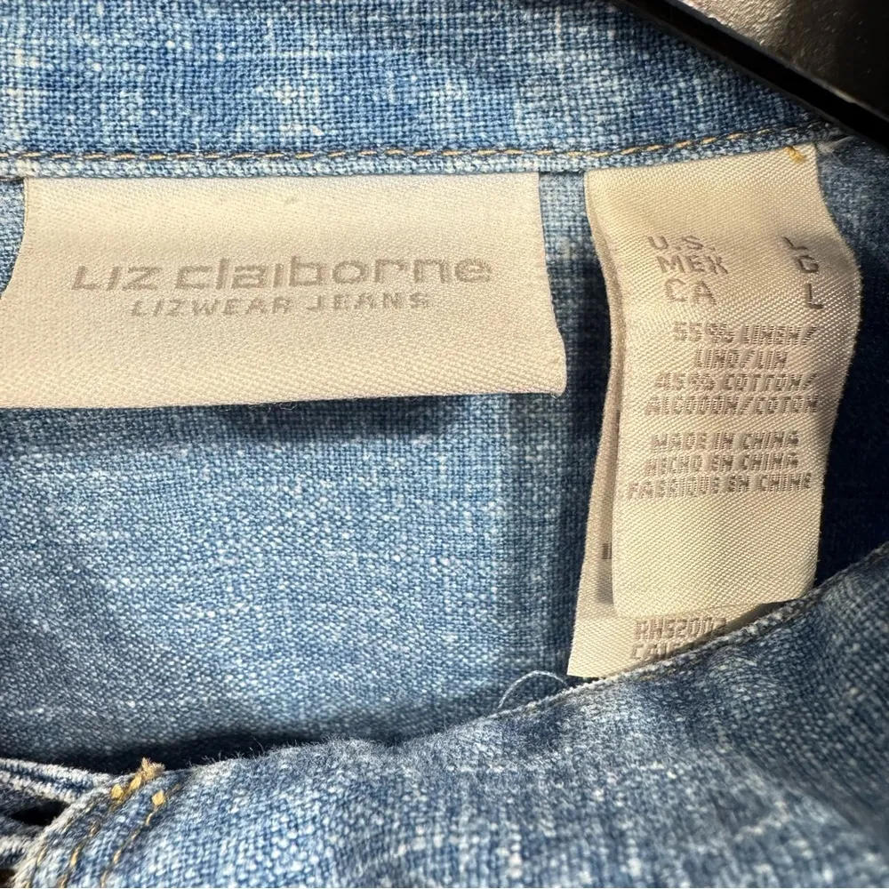 Liz Claiborne Original Lizwear Jeans Classic Denim Jacket Linen Cotton Blend - Image 10