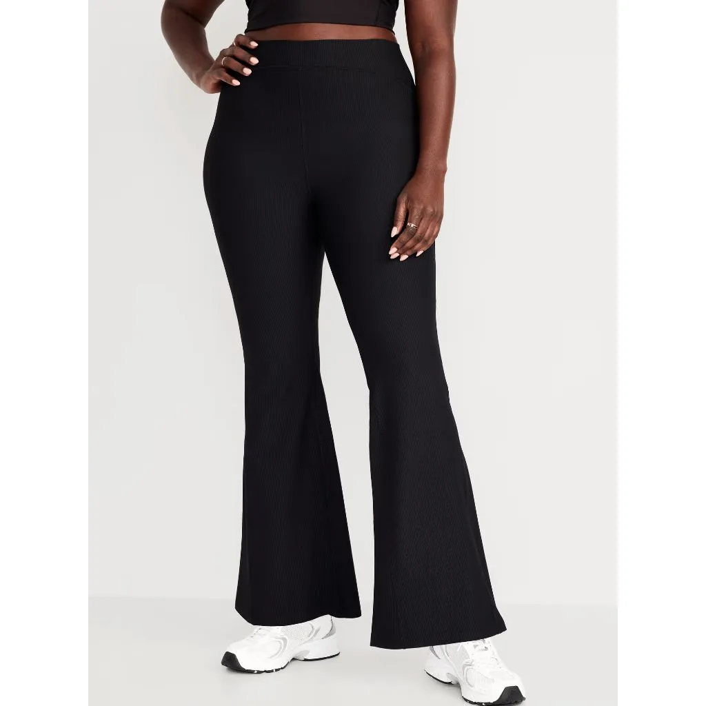 Old Navy Black Extra High Rise Ribbed Super Flare Leggings Medium - Image 9