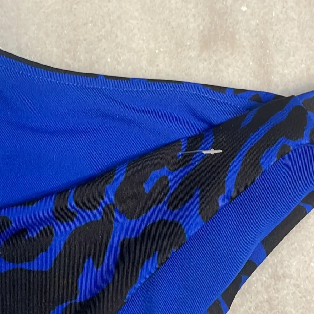 Topshop bikini bottom Animal print Cobalt blue high cut New swimwear Sz 12 - Image 5