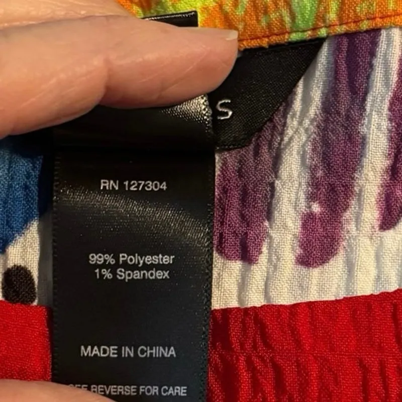 Ali Miles Plus Size 1X Tunic Top Blouse Artsy Art to Wear Colorful Print Gauzy - Image 4