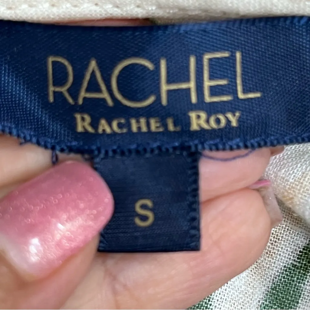 RACHEL Rachel Roy Floral Blouse with Puff Sleeves linen blend crochet trim S - Image 2