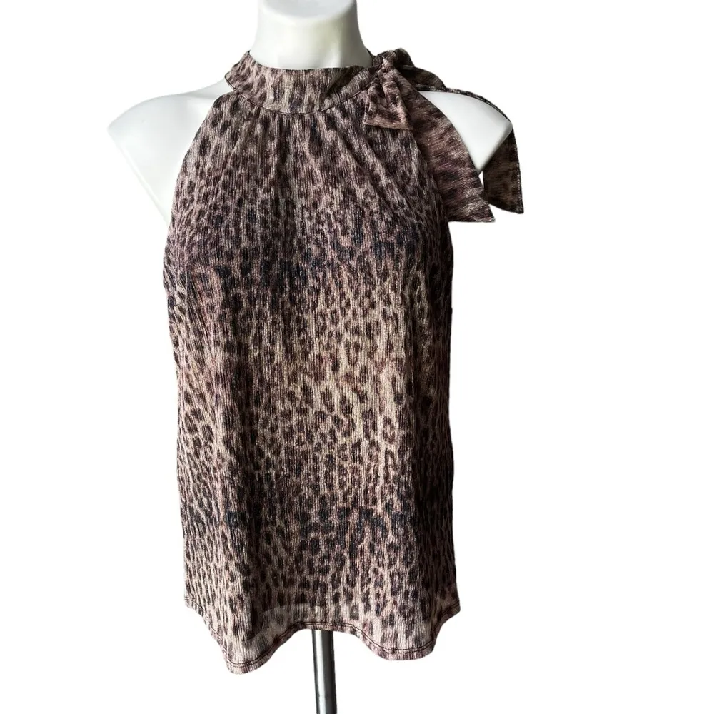 NWT, INC INTERNATIONAL CONCEPTS Animal-Print Tie-Neck Halter Top, - Image 3