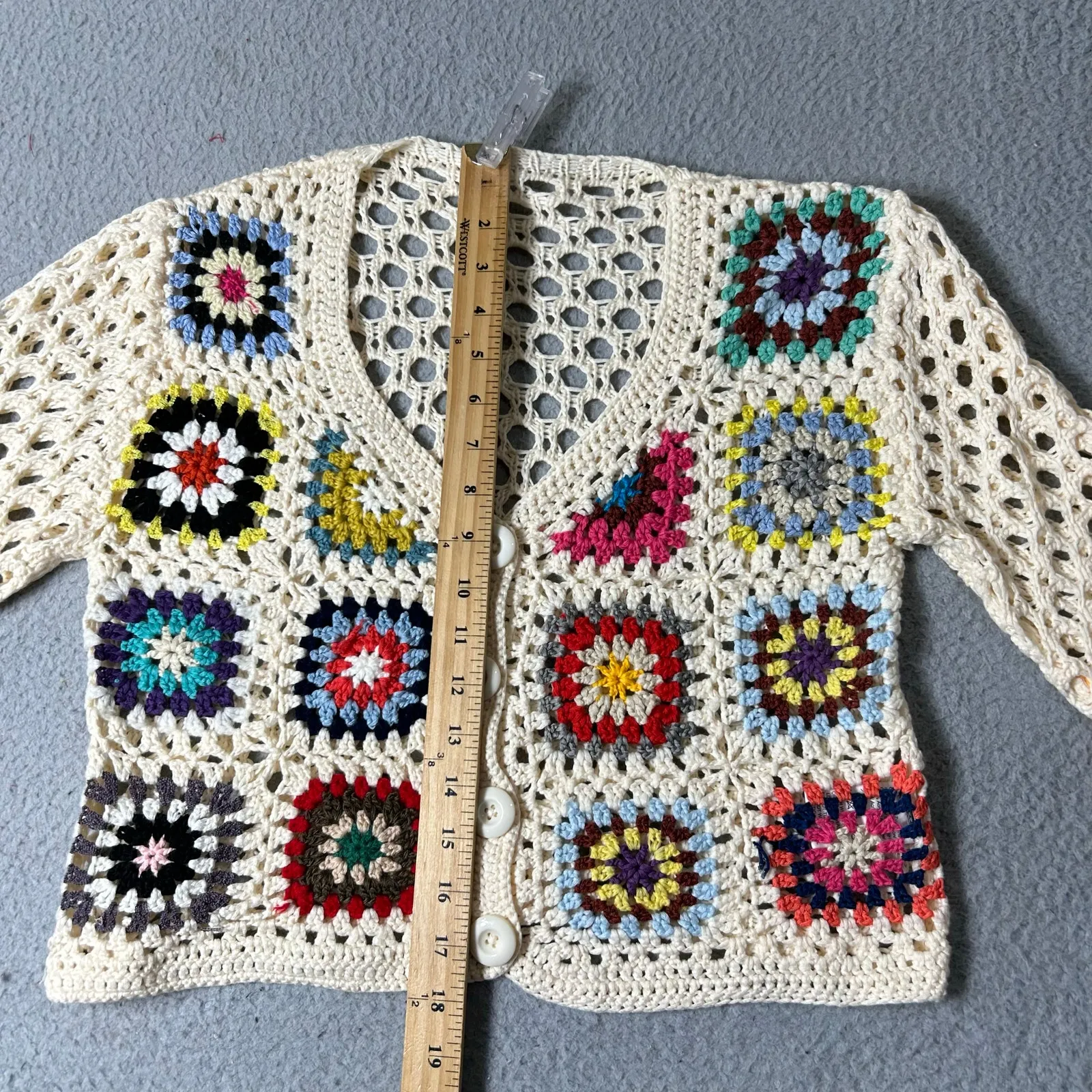 Shein‎ Crochet Cardigan Womens Multicolor S SunnyBelle Button Long Sleeve V Neck - Image 6