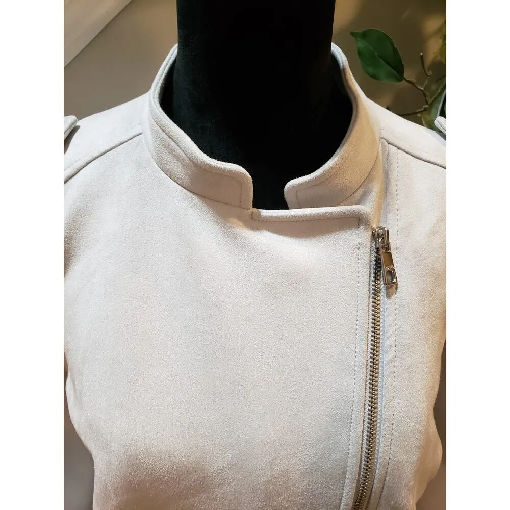 Banana Republic Moto Jacket Women's Size X-Large White Polyester Long Sleeves - Image 3