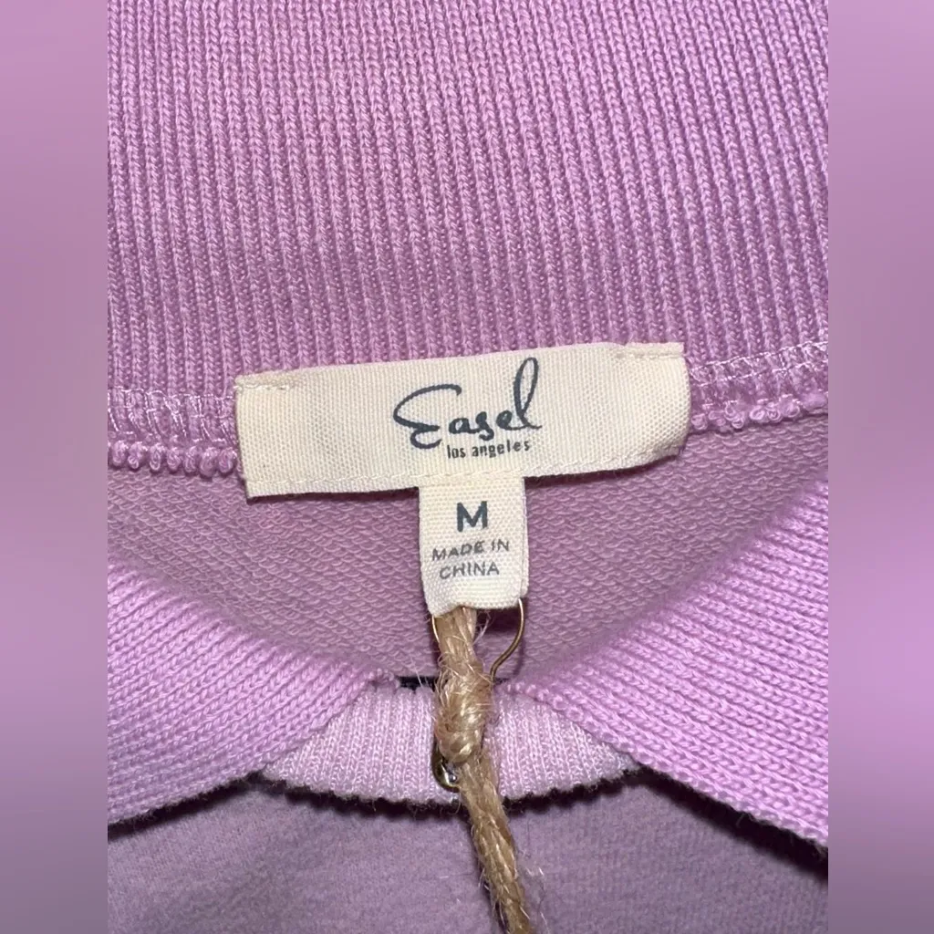 NWT EASEL Pink Smiley Face Collared Oversized Sweatshirt - medium - Image 2