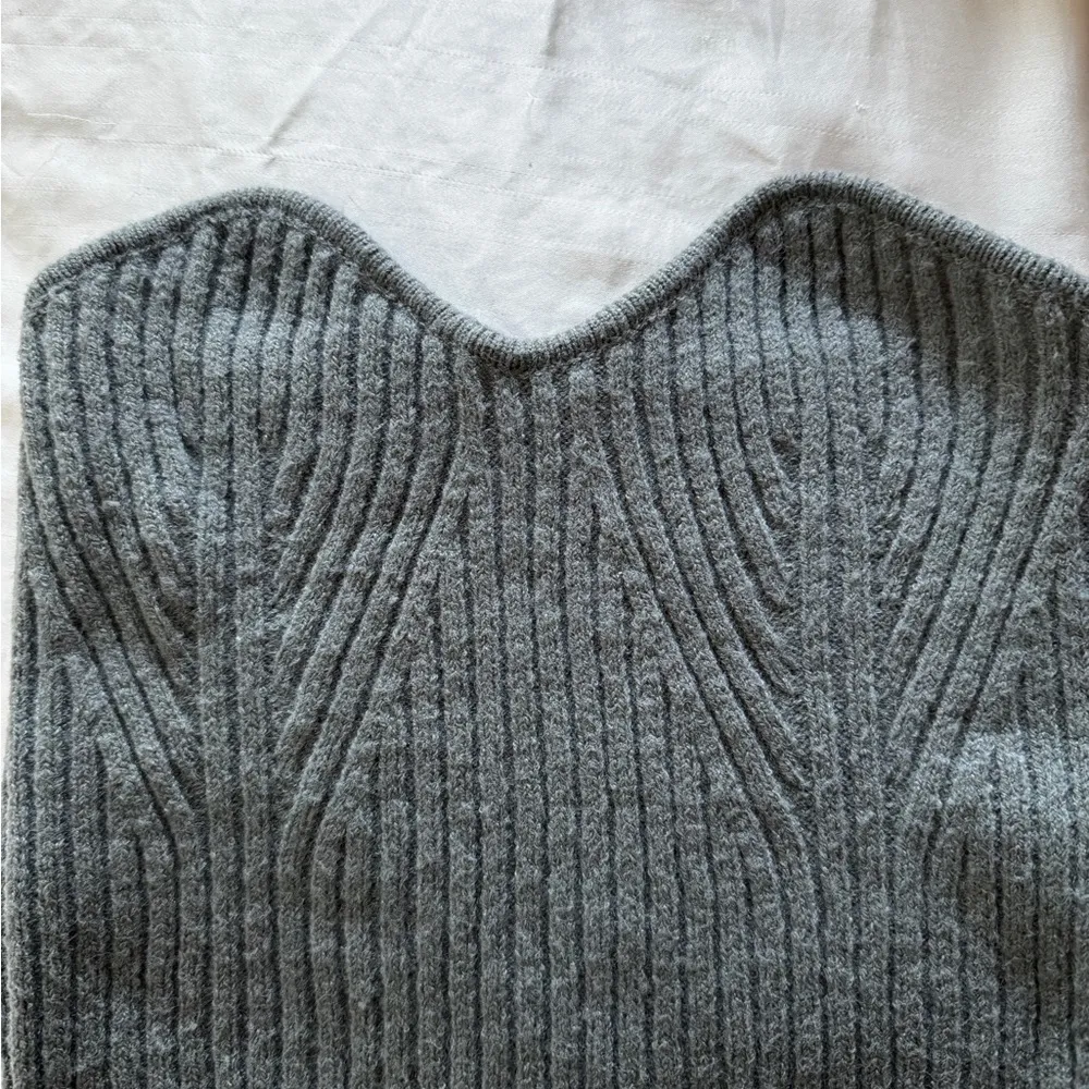 Gray Ribbed Women's Sweater - Image 2