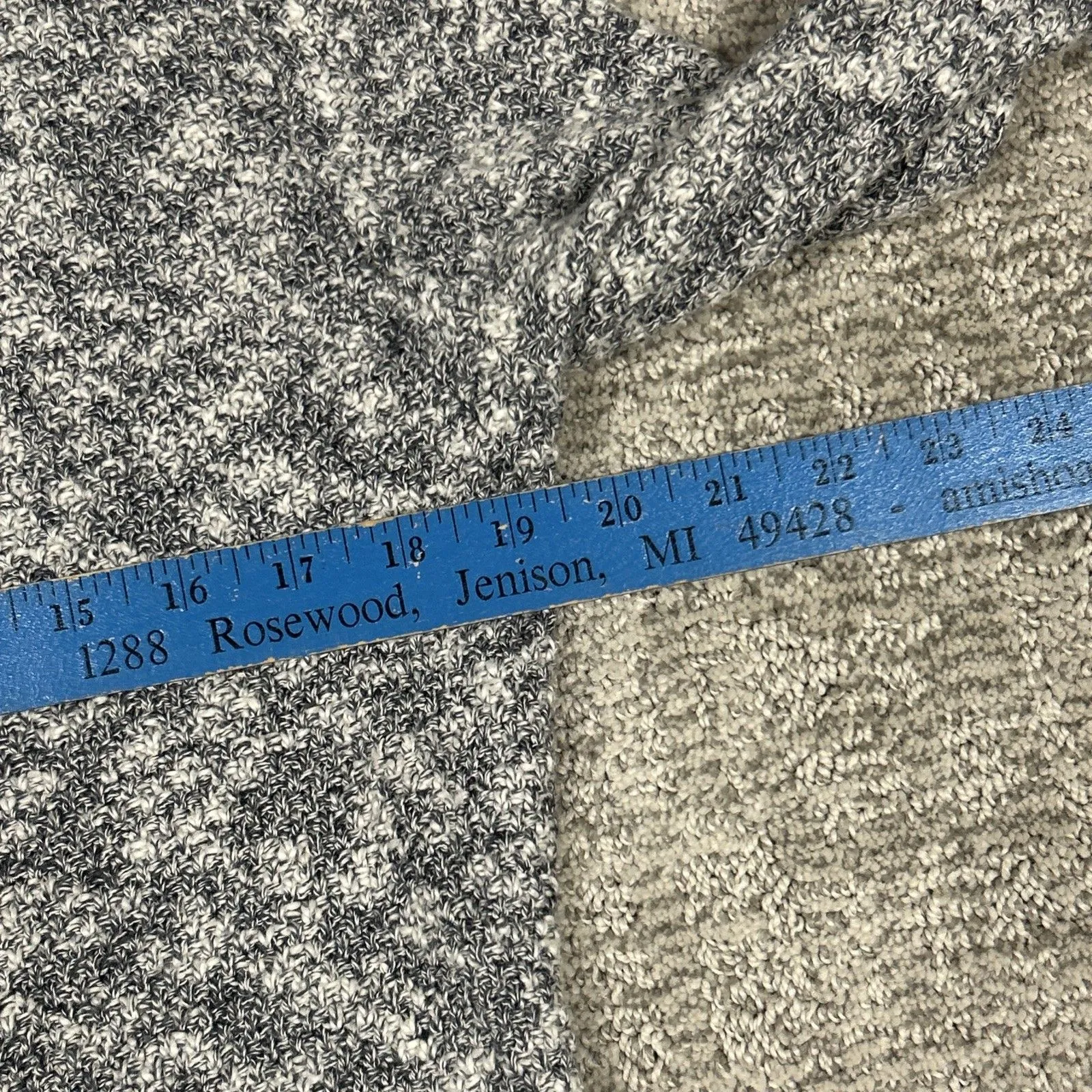 LL Bean Signature Sweater Womens Medium Knit Mock Neck Cotton Linen Gray White - Image 8