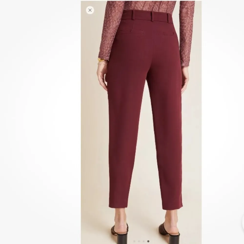 Anthropologie Sasha Button-Fly Tapered Trousers in Wine Red Size 2 - Image 2