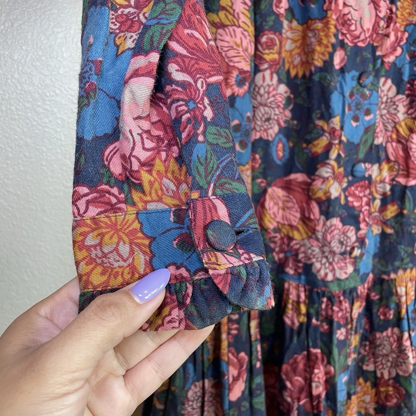 Vtg Laura Ashley Floral Cotton Wool Sz 6 Pockets Cottage Core dark academia - Image 4