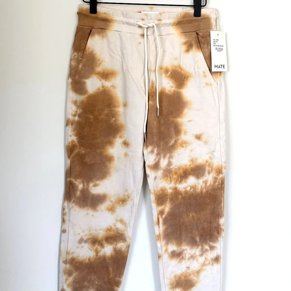 NWT MATE the Label Brown/Tan Tie Dye Organic Terry Classic Jogger - XS - Image 4