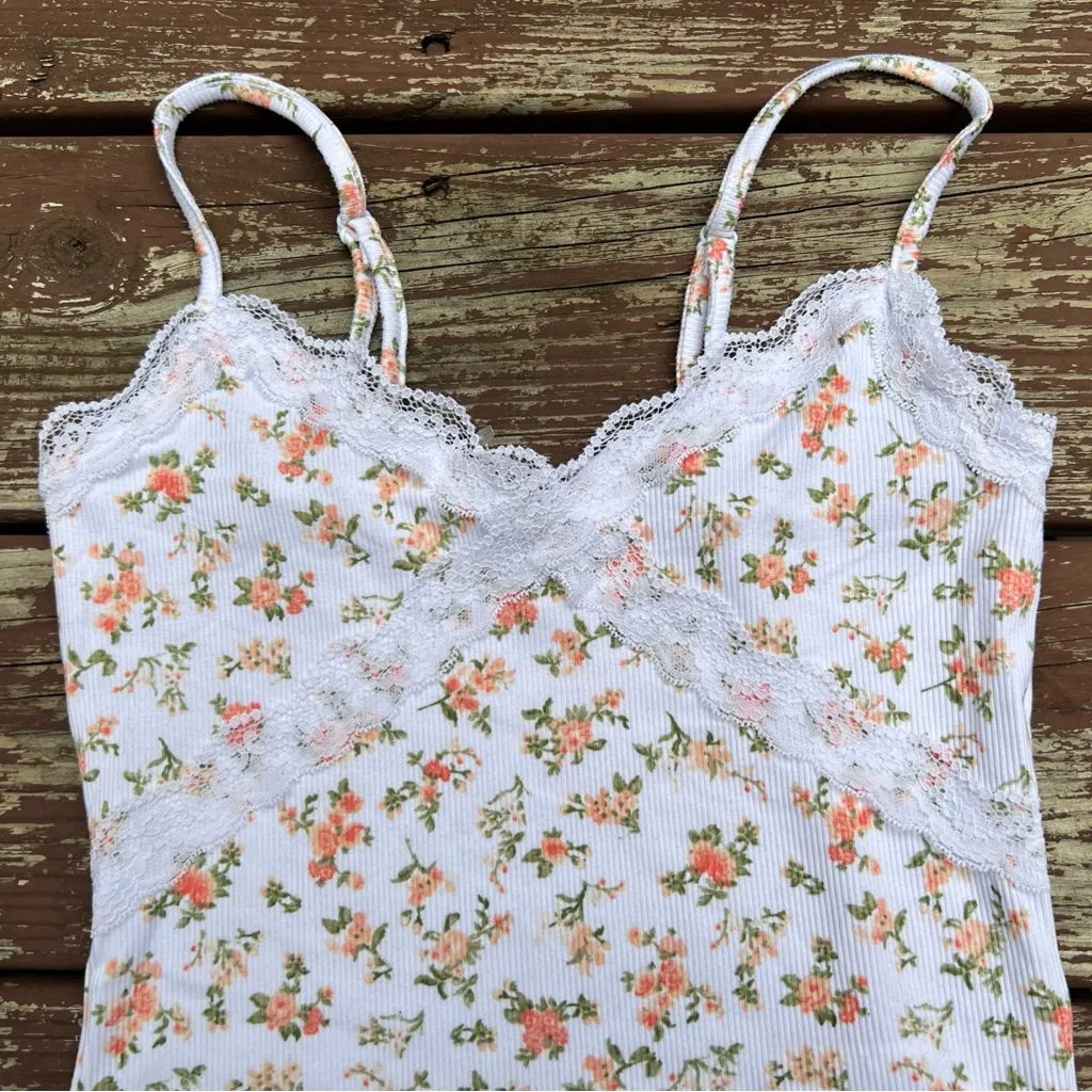 Charlotte Russe Babydoll Camisole Lace Trim Floral Feminine Cute Y2K Tank Top|SM - Image 10