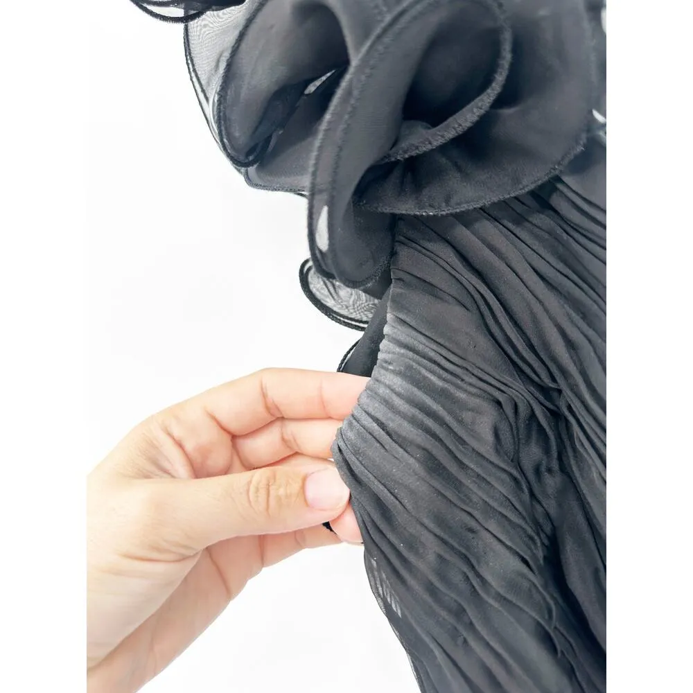 MAC DUGGAL 67989 Black Asymmetrical Hem Lace Up Gown Size 0 - Image 6