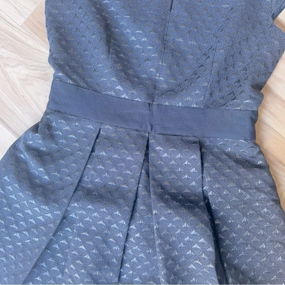 TED BAKER | Carice Metallic Jacquard Textured Dress Dark Navy Blue | Size 2 US 6 - Image 3