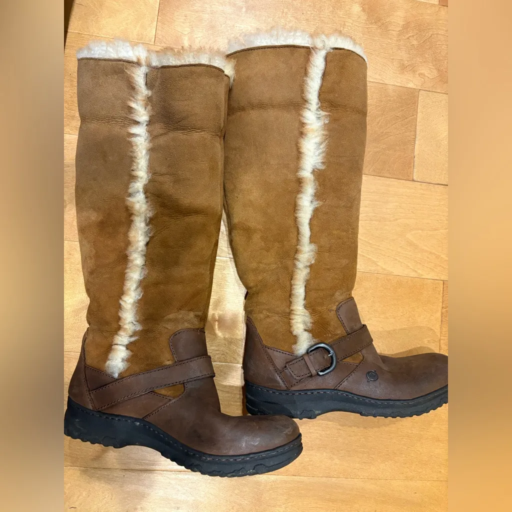 Born Helga Leather Boots with Shearling Lining sz 8 brown - Image 5