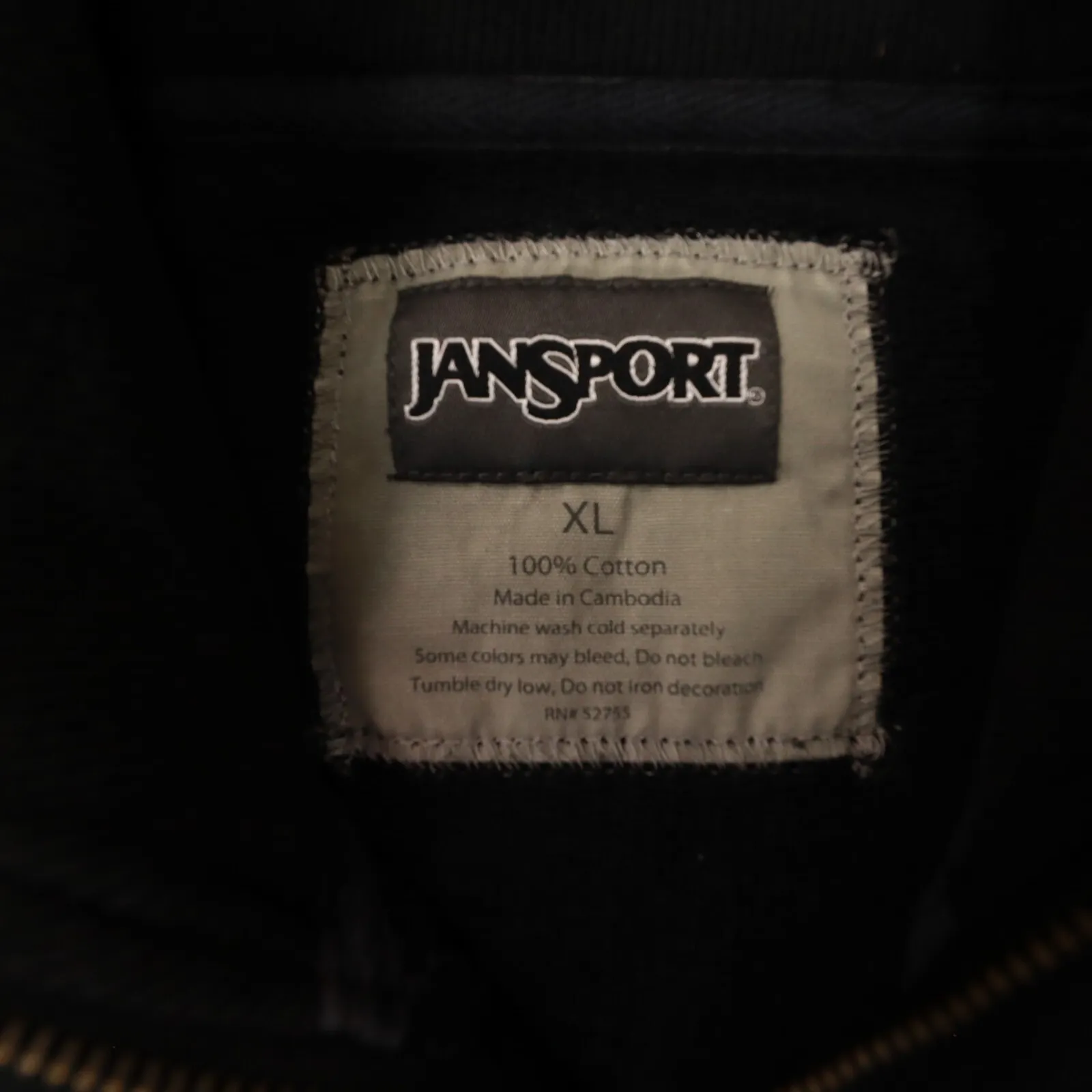 JanSport‎ Vintage Women's Black Sweat Shirt Full Zip Jacket Arcadia size XL - Image 2