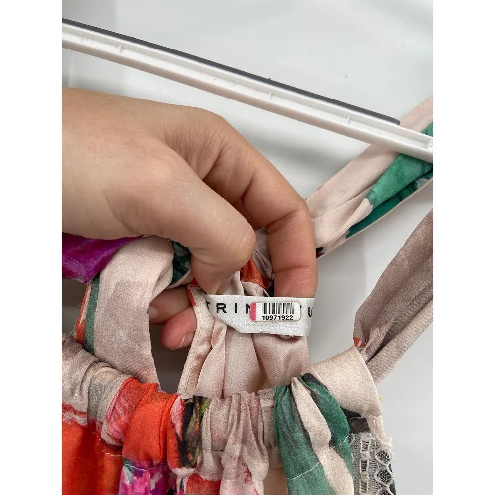 Trina Turk Floral Rosales Pink Silk Sleeveless Halter Shift Dress Size XS - Image 6