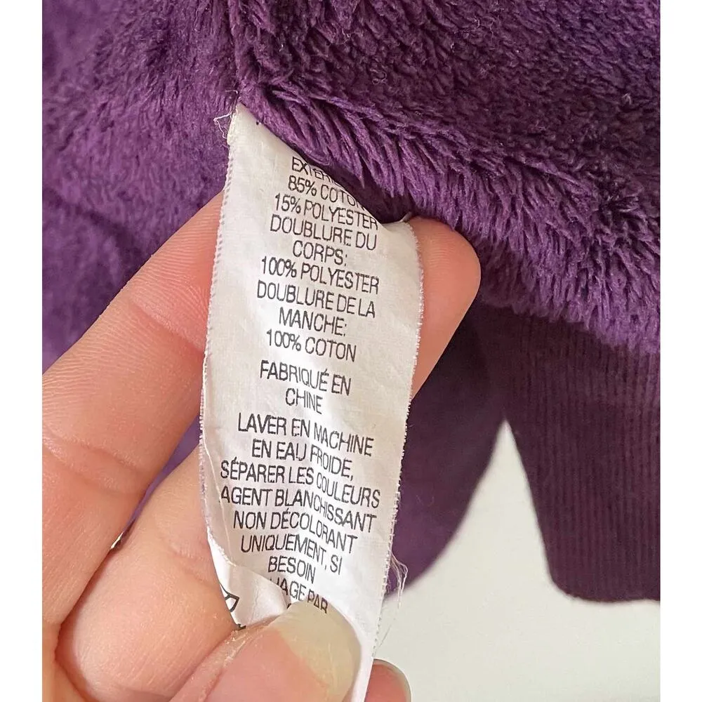 L.L. Bean Sherpa Lined Full Zip Hoodie Sweatshirt Jacket Purple Size Large - Image 6
