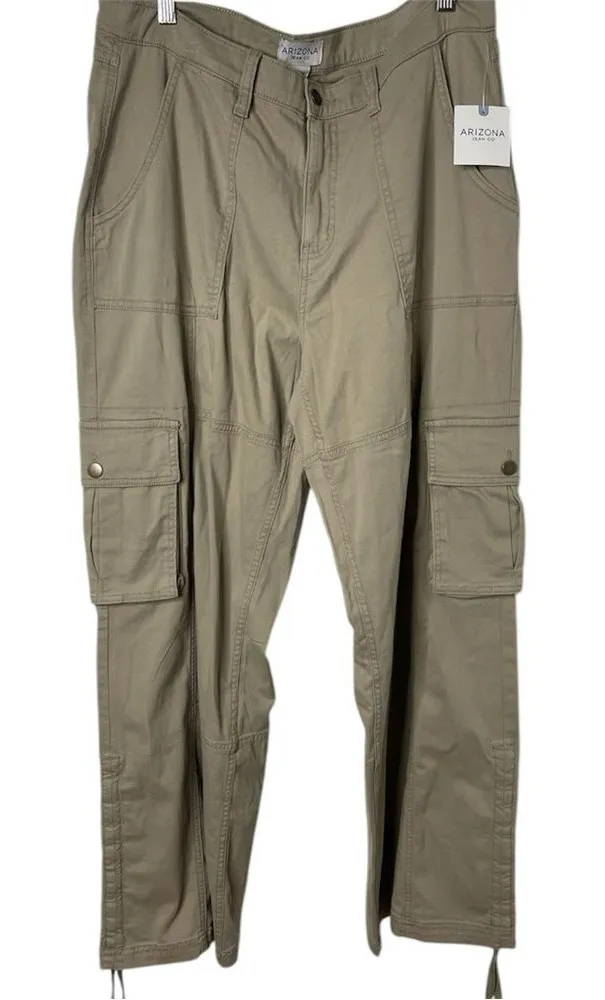 Arizona Size 13 Low Rise Straight Cargo Pant Juniors Khaki - Image 1
