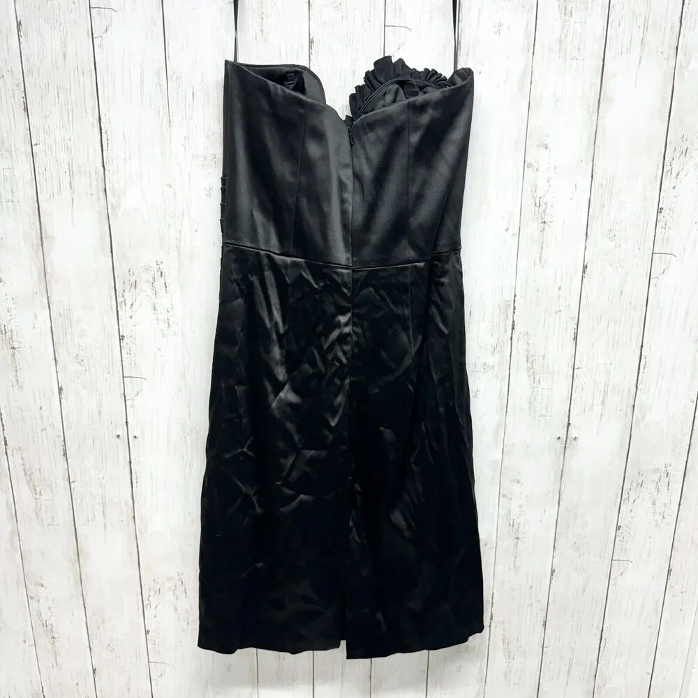 White House Black Market Dress Women Sz 10 Strapless Mini Ruffled Evening Dress - Image 3
