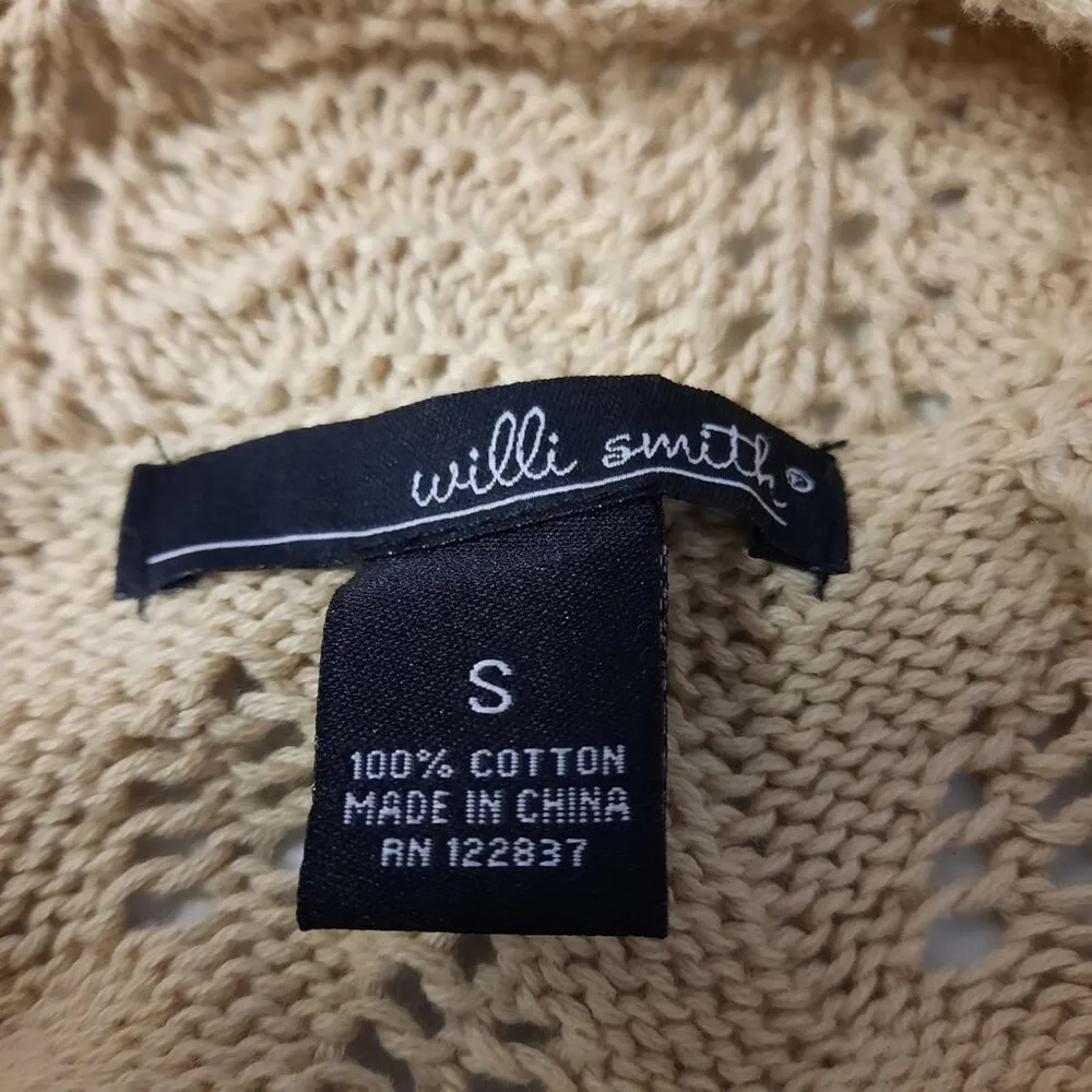 Willi Smith Womens Cardigan Sweater Size Small Tan Knitted Belted Open Front - Image 7