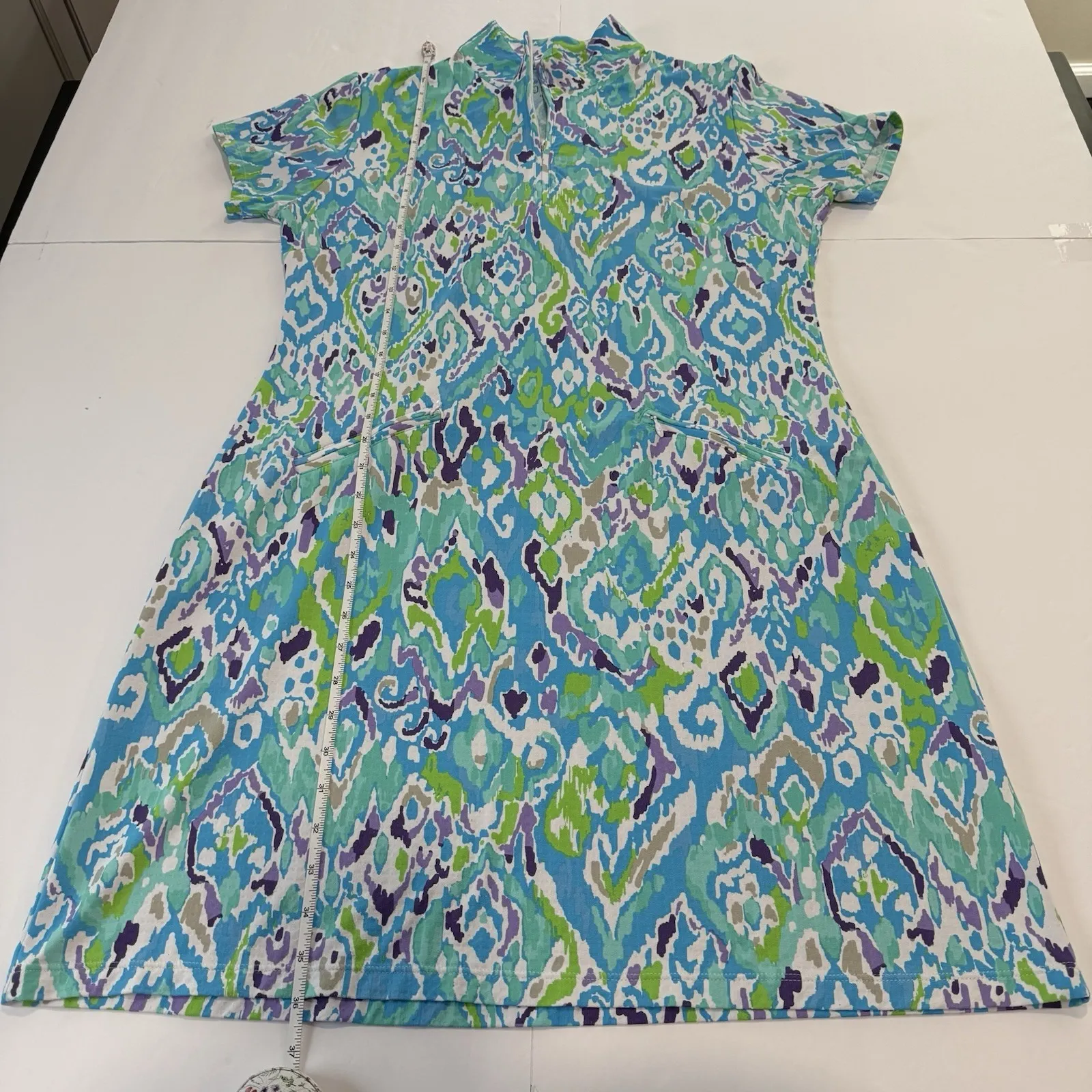 Ibkul Tillie Jade Colorful 1/4 Zip Athleisure Golf Dress LARGE Pockets - Image 5