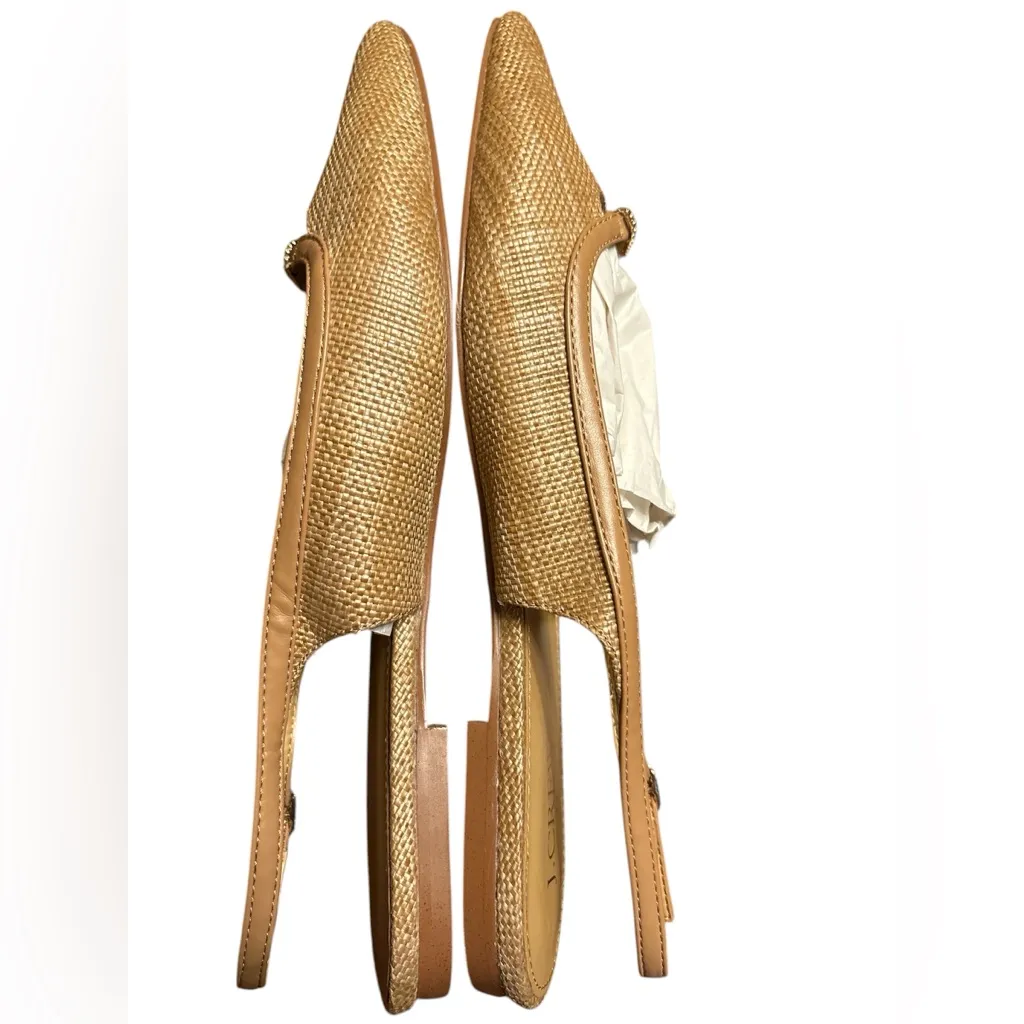 J Crew Factory women’s Woven slingback flats natural raffia Size 8 like new Tan - Image 4