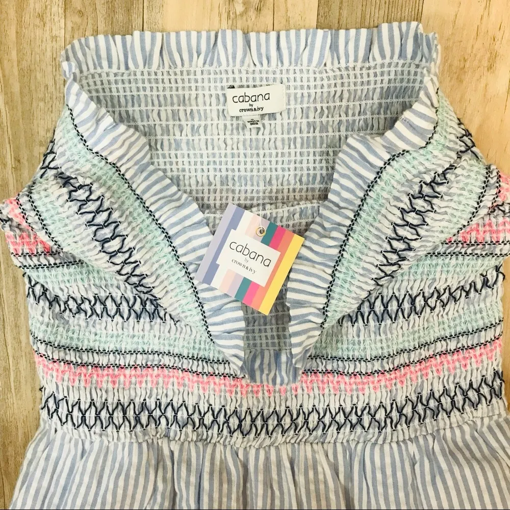 NWT Cabana by Crown & Ivy™ Strapless Smocked Swim Romper Cover Up sz sma… - Image 8