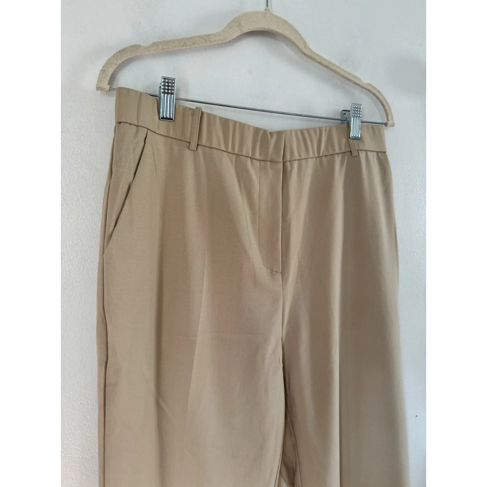 NWT OGL Mid Rise Straight Leg Creased Trousers Khaki Women’s Size Large - Image 3