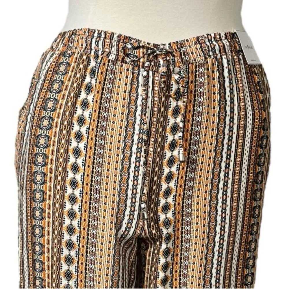 Love Wish Maternity Pants Wide Leg Palazzo Drawstring Waist Orange Multi Size XL - Image 5