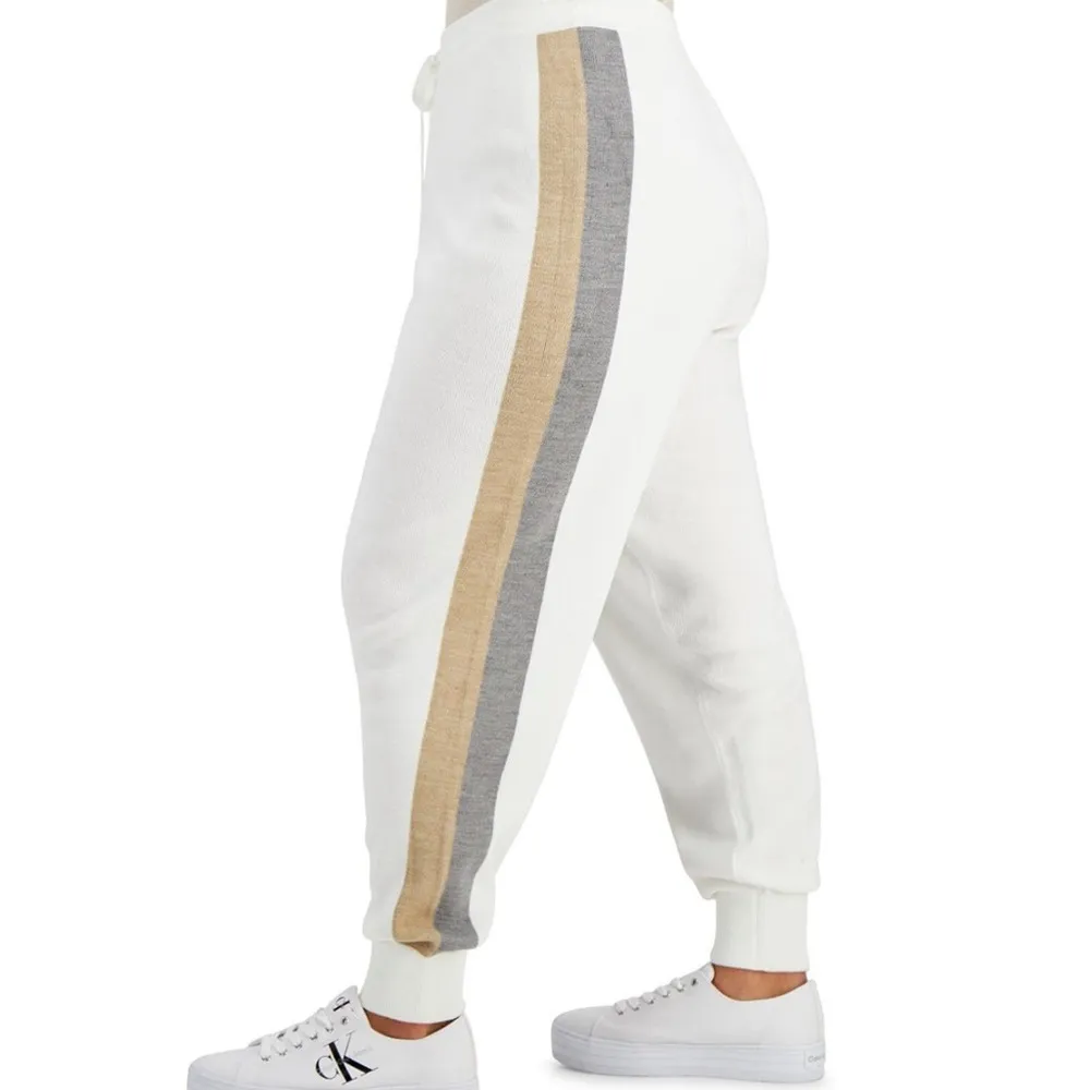NWT Calvin Klein Joggers Plus Size Knit Pants Cream/Gray/Tan Women’s Size 3X $99 - Image 2