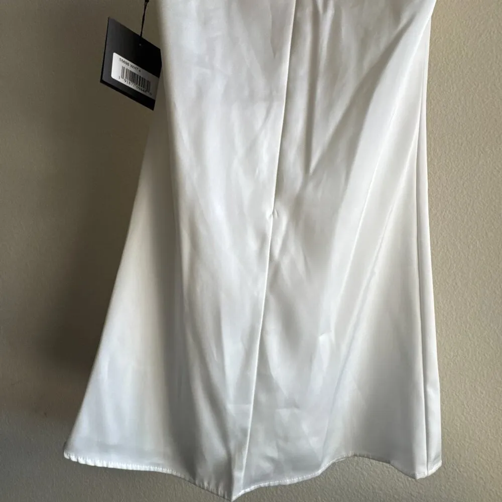 Ieena for Mac Duggal  White Rhinestone Embellished Neckline Shift Dress Size 4 - Image 11