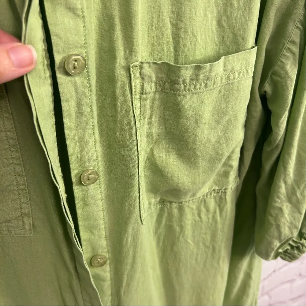 YFB Young Fabulous and Broke linen blend shirt dress lime green size XS chic - Image 6
