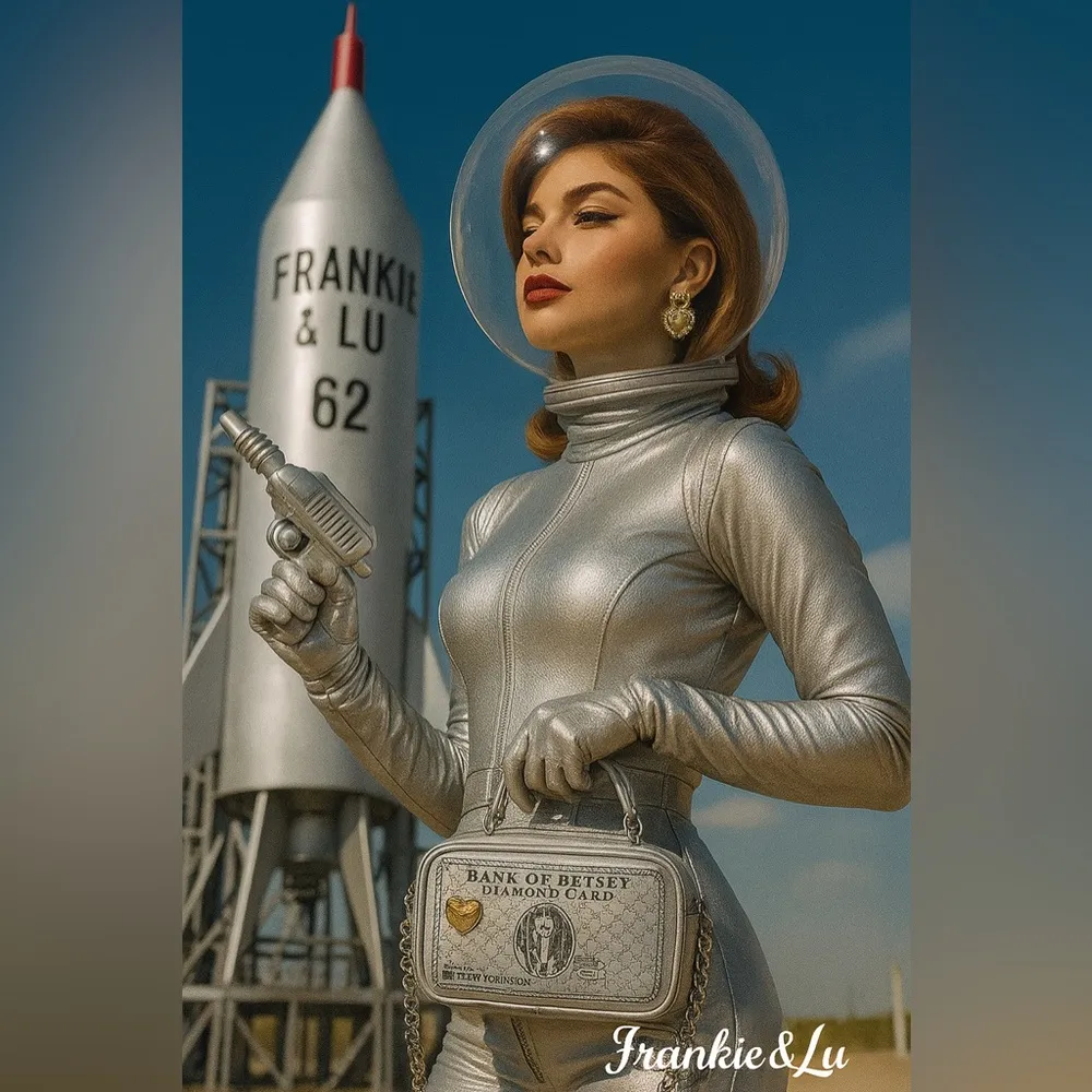 Betsey Johnson “Bank of Betsey” Diamond Card Crossbody Bag Silver NWT - Image 2