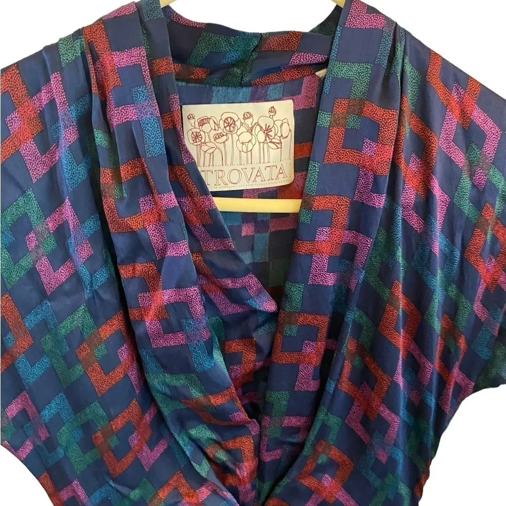 Anthropologie Trovato 100% silk Jewel Tone midi Party dress Festive Holiday - Image 3