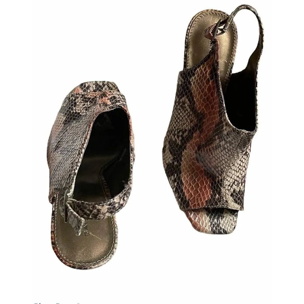 Bandolino Leather Sole Snake Print Slingback Sandal 6.5M - Image 7