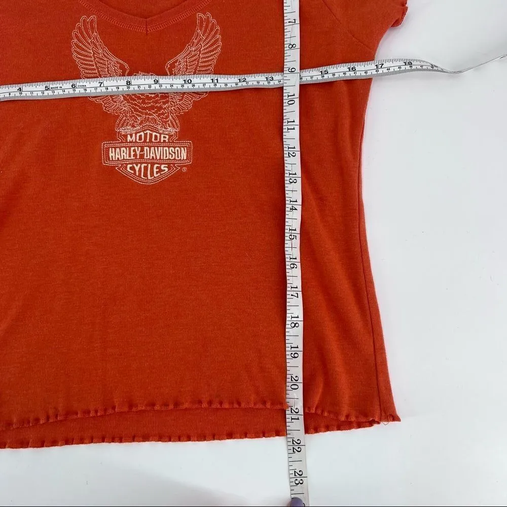 Harley Davidson women’s orange‎ Eagle shirt FT Worth Texas small Orange - Image 3