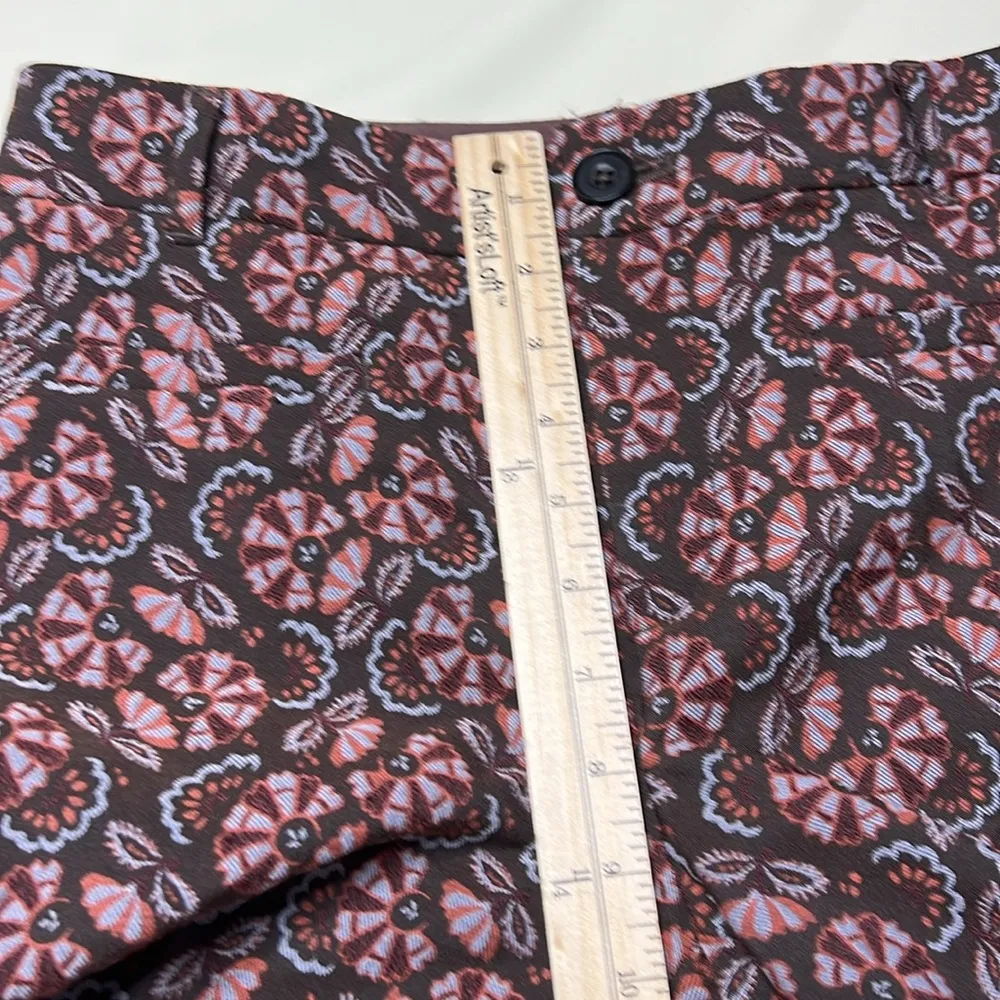 Anthropologie The Essential Slim Straight Pant Floral Brown Motif Stretch Size 2 - Image 14